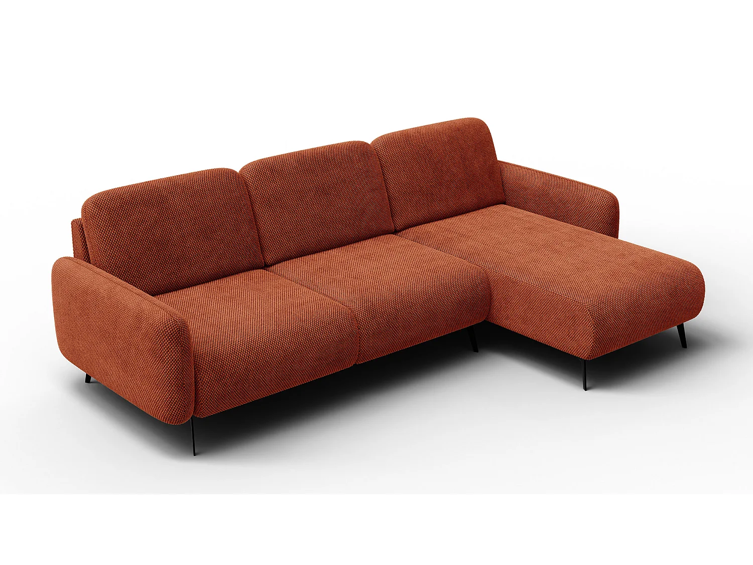 CANAPÉ D'ANGLE FEBE 4 places, tissu orange foncé