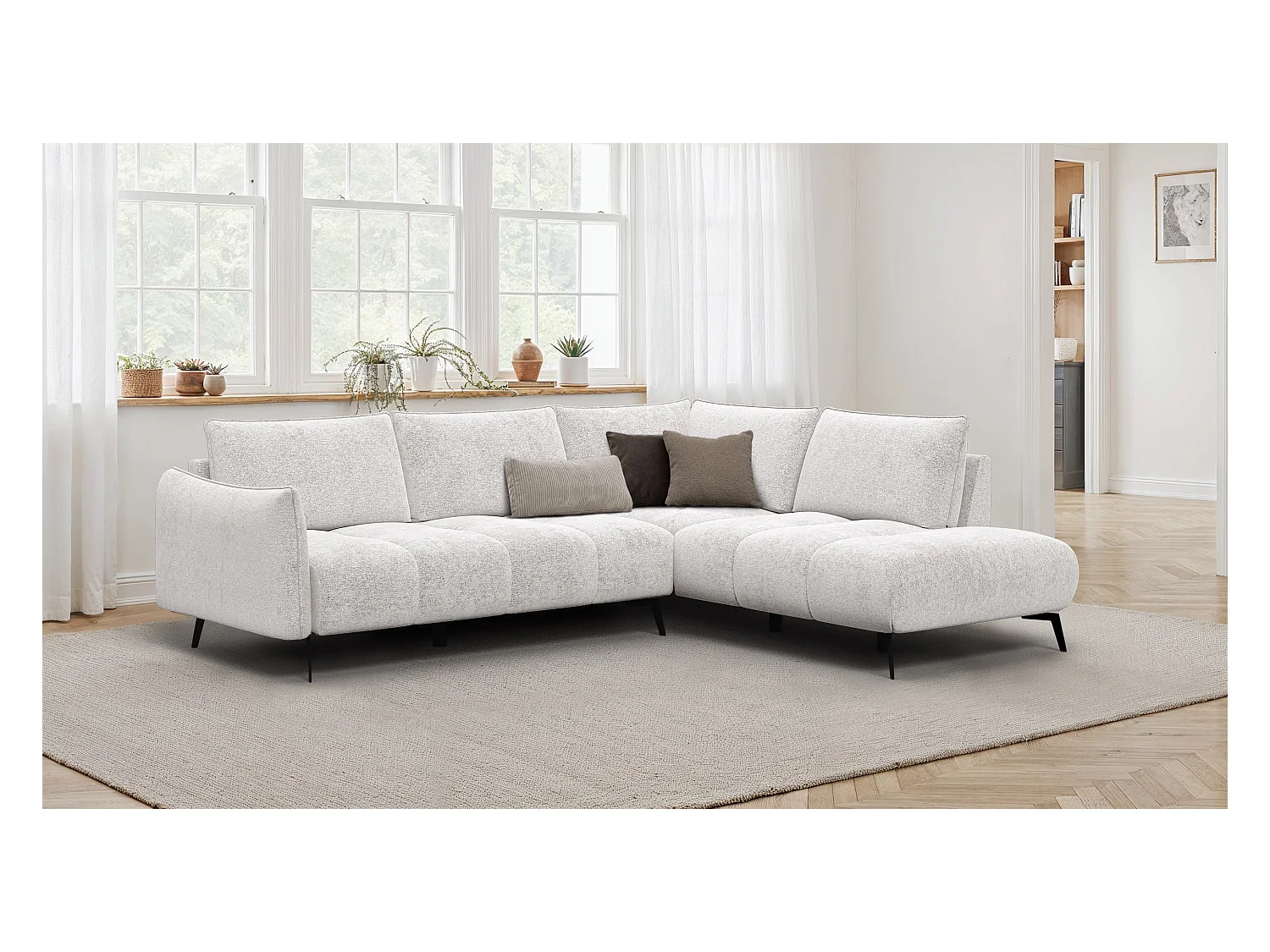 CANAPE D'ANGLE AERA 5 places, ecru