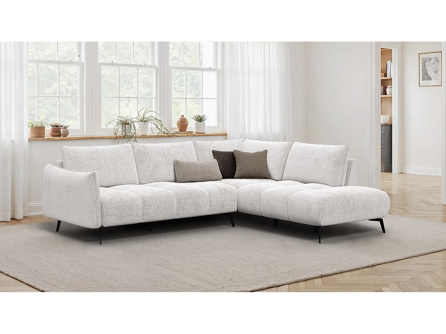 Ecksofa 5-Sitzer rechts AERA, ecru