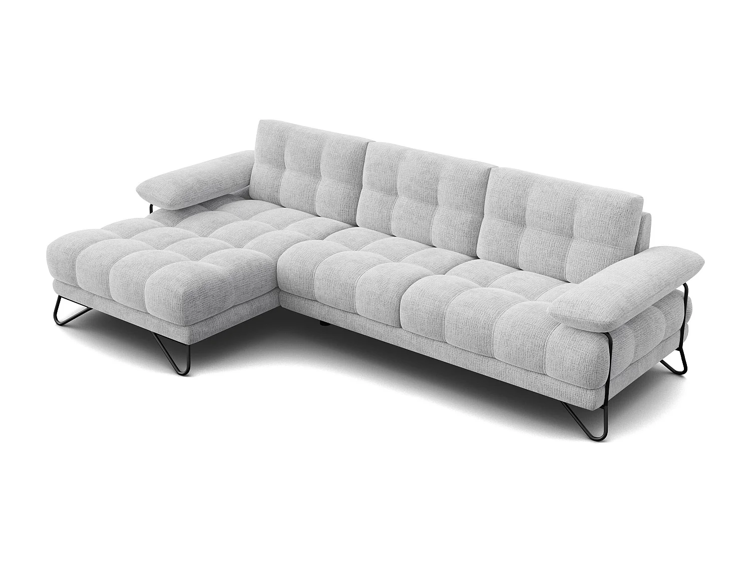 BUBBARA Ecksofa 4-Sitzer links, hellgrau