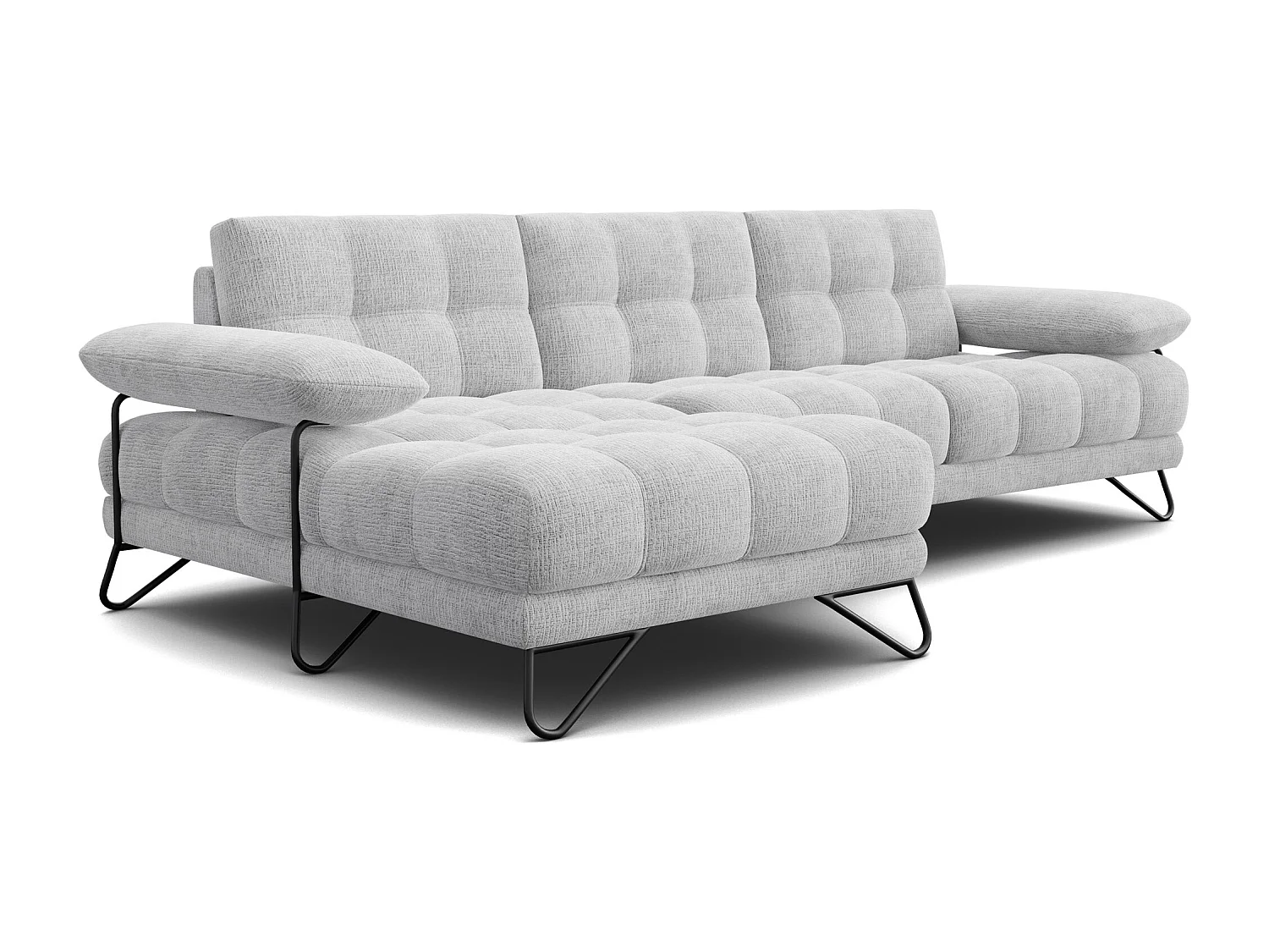 BUBBARA Ecksofa 4-Sitzer links, hellgrau