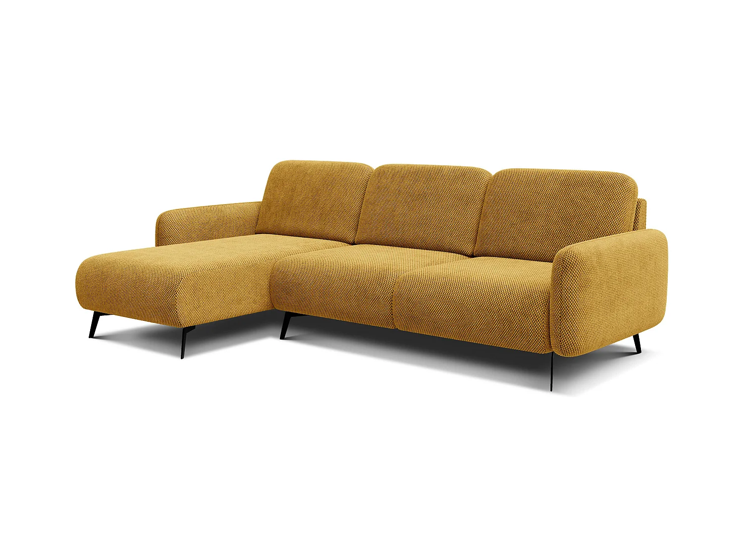 CANAPÉ D'ANGLE FEBE 4 places, tissu jaune foncé