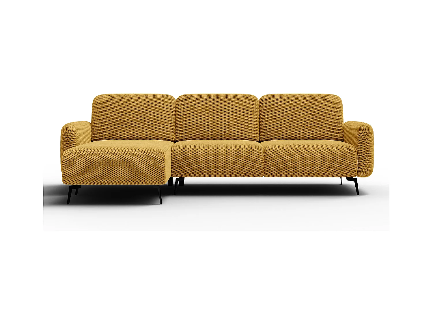 CANAPÉ D'ANGLE FEBE 4 places, tissu jaune foncé