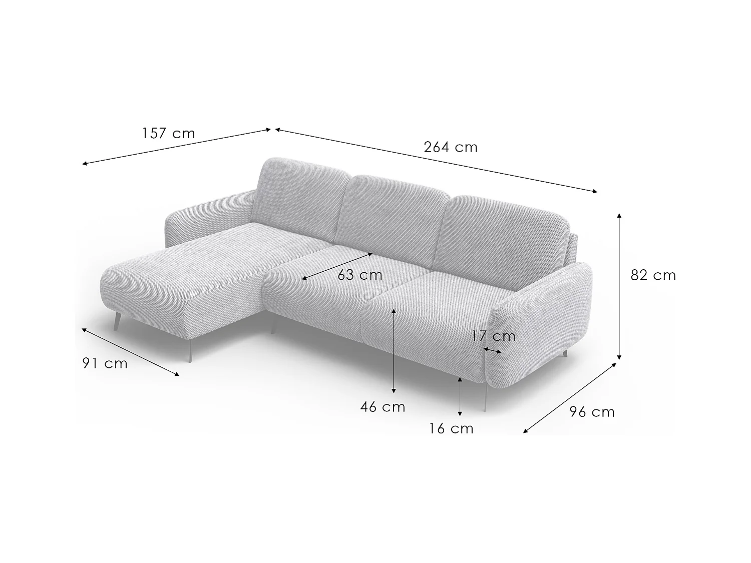 CANAPÉ D'ANGLE FEBE 4 places, tissu jaune foncé