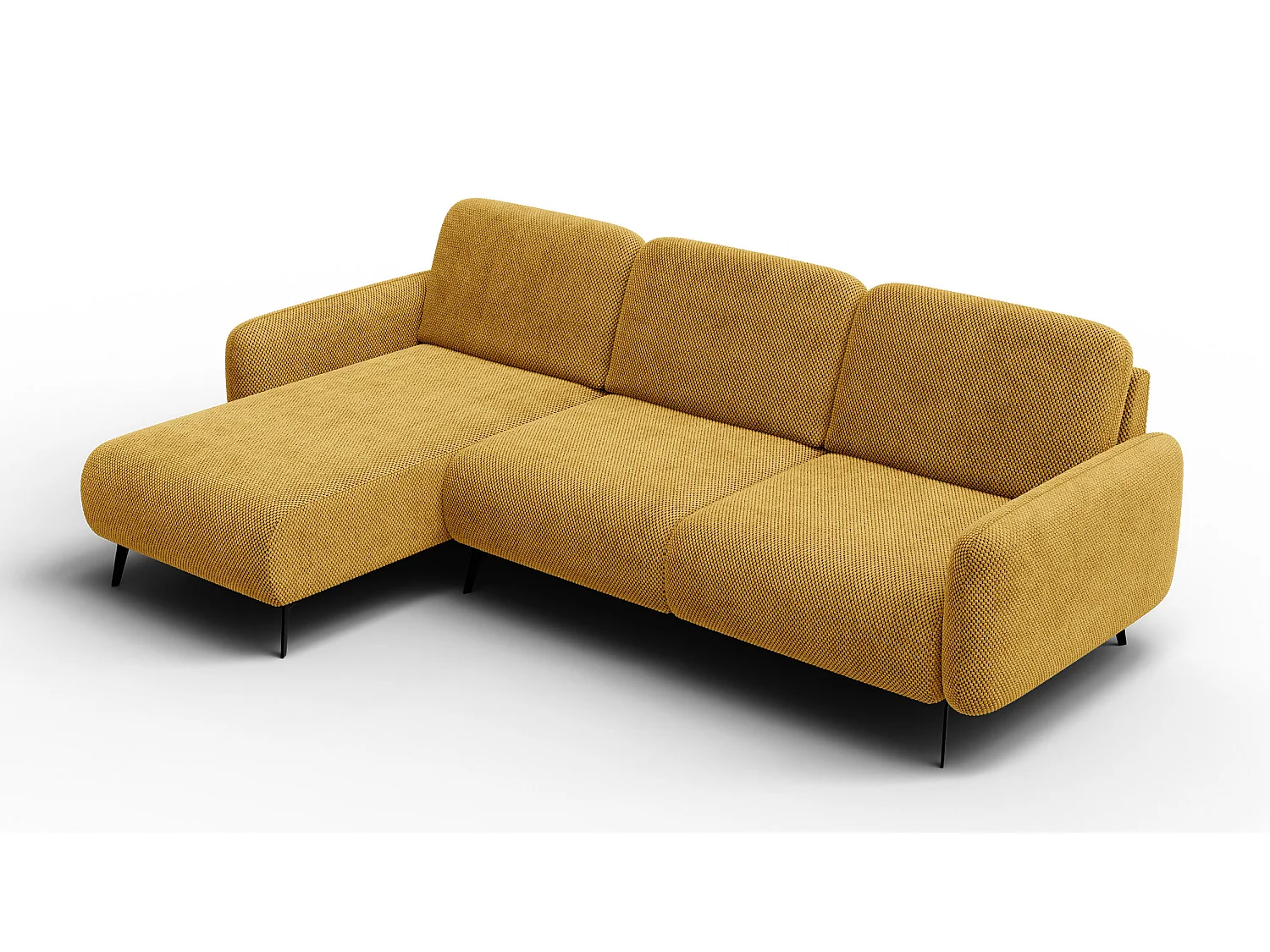 CANAPÉ D'ANGLE FEBE 4 places, tissu jaune foncé