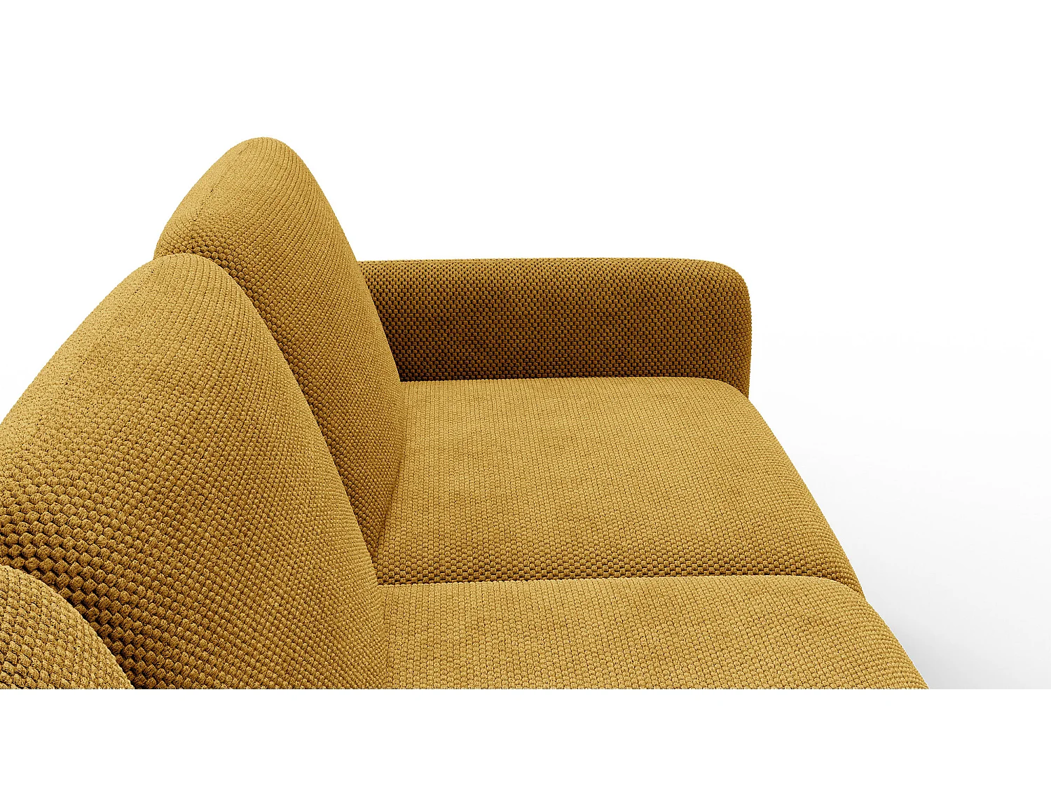 CANAPÉ D'ANGLE FEBE 4 places, tissu jaune foncé