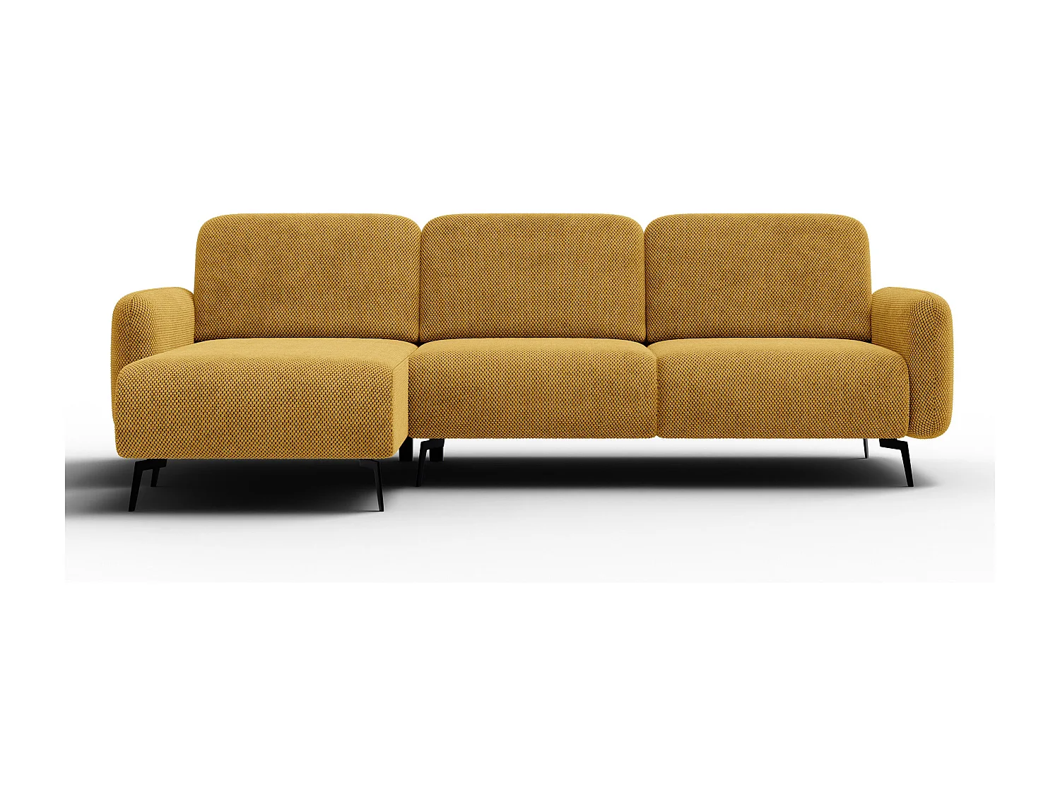 CANAPÉ D'ANGLE FEBE 4 places, tissu jaune foncé