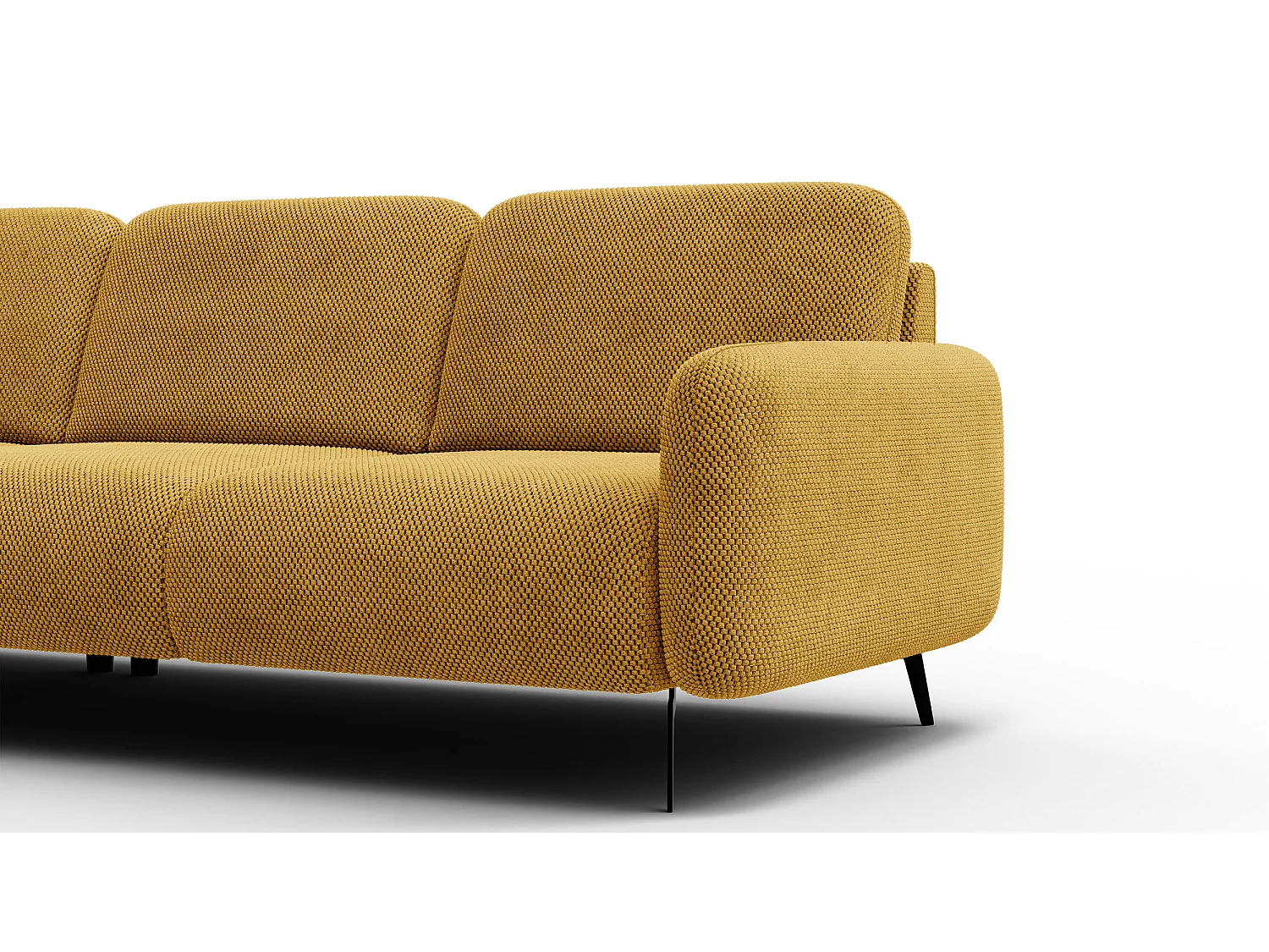 CANAPÉ D'ANGLE FEBE 4 places, tissu jaune foncé