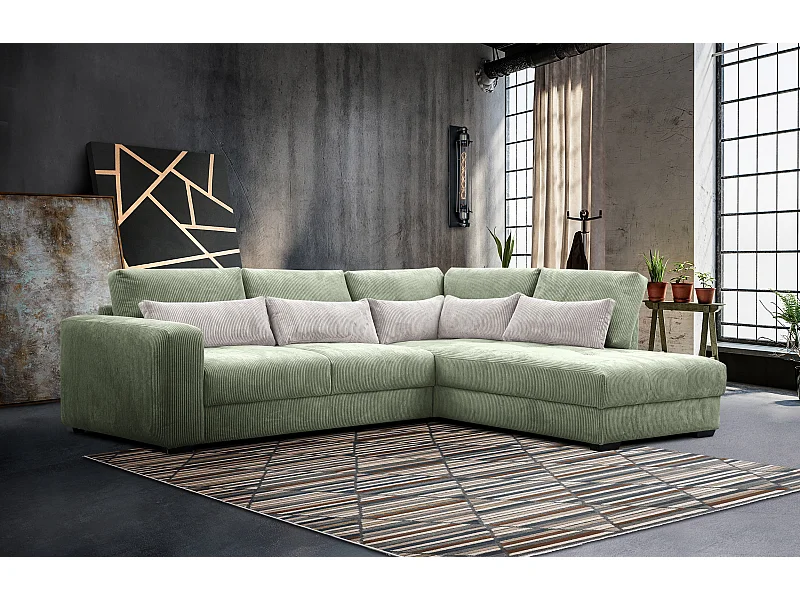 CANAPE D'ANGLE OLI 4 places, sauge