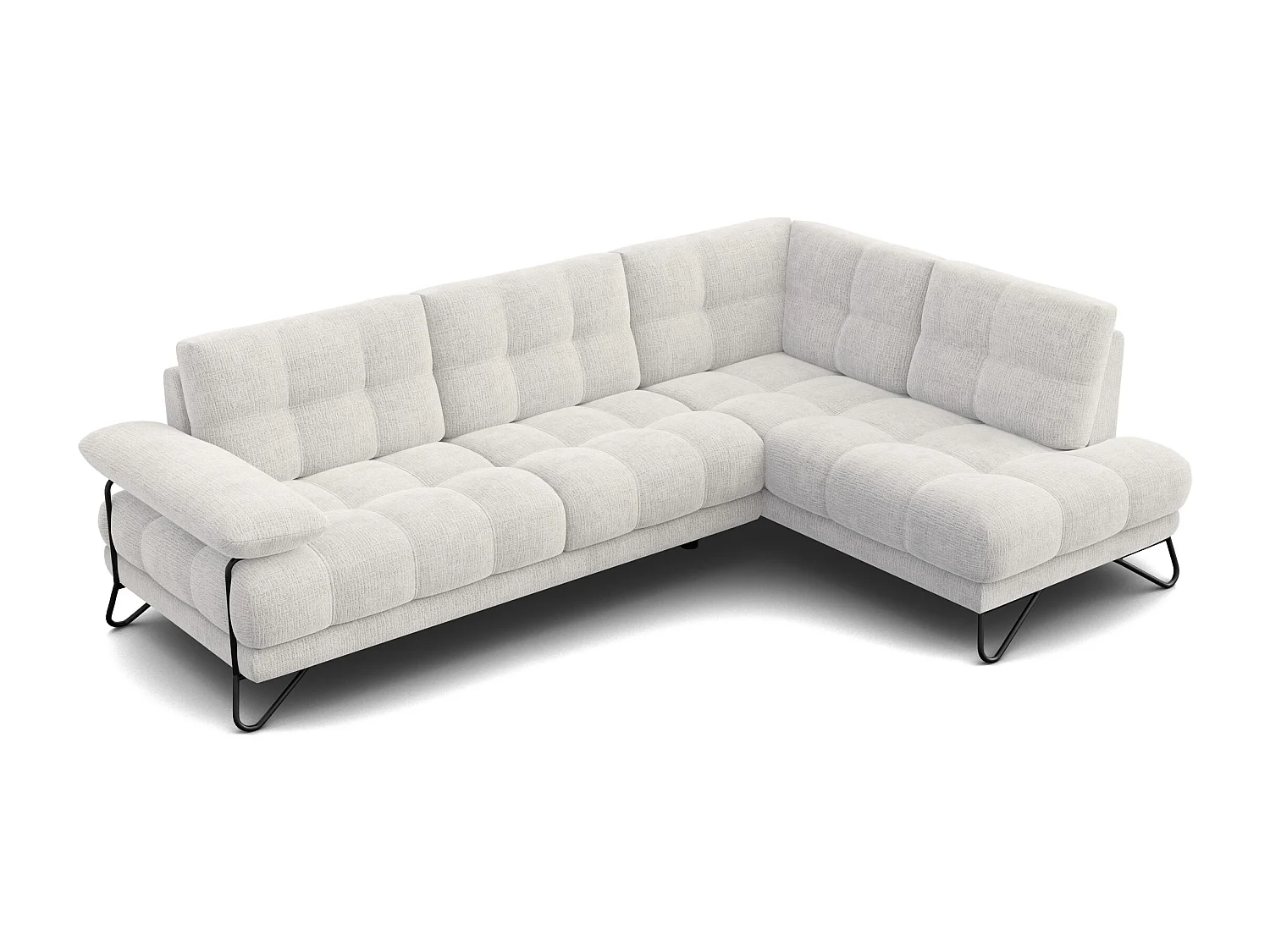 CANAPÉ D'ANGLE BUBBARA 5 places, tissu crémeux