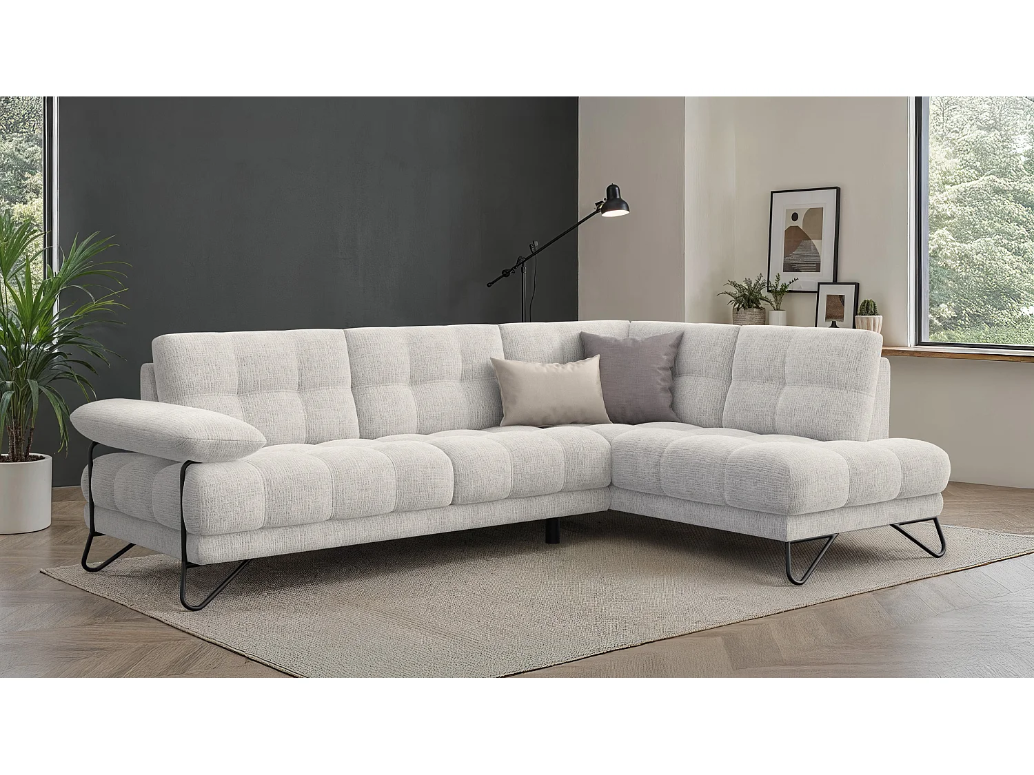 BUBBARA Ecksofa 5-Sitzer rechts, creme
