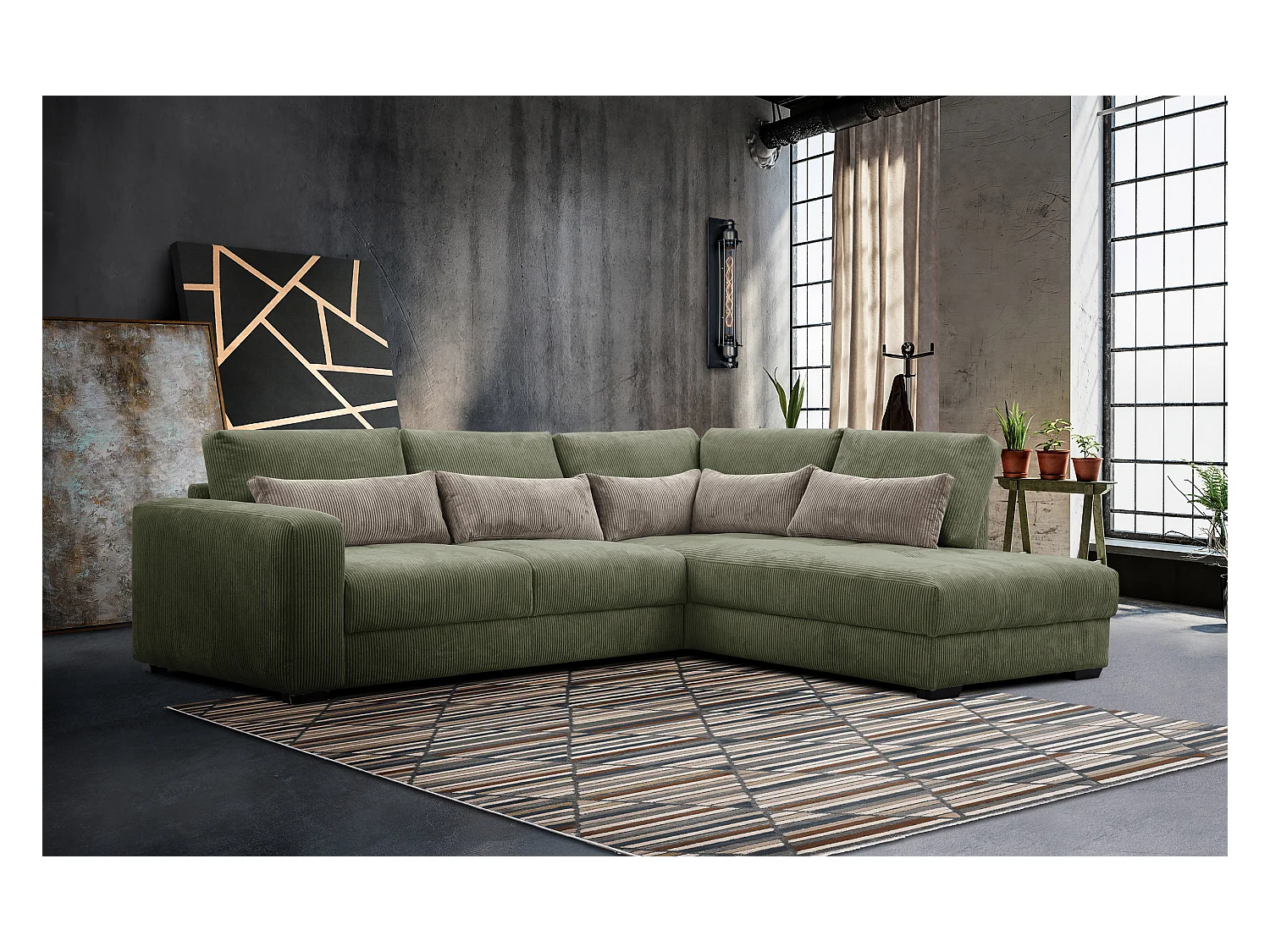 CANAPE D'ANGLE OLI 4 places, olive