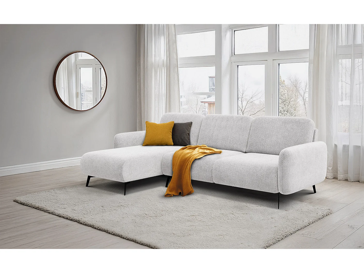 Ecksofa 4-Sitzer links FEBE, creme