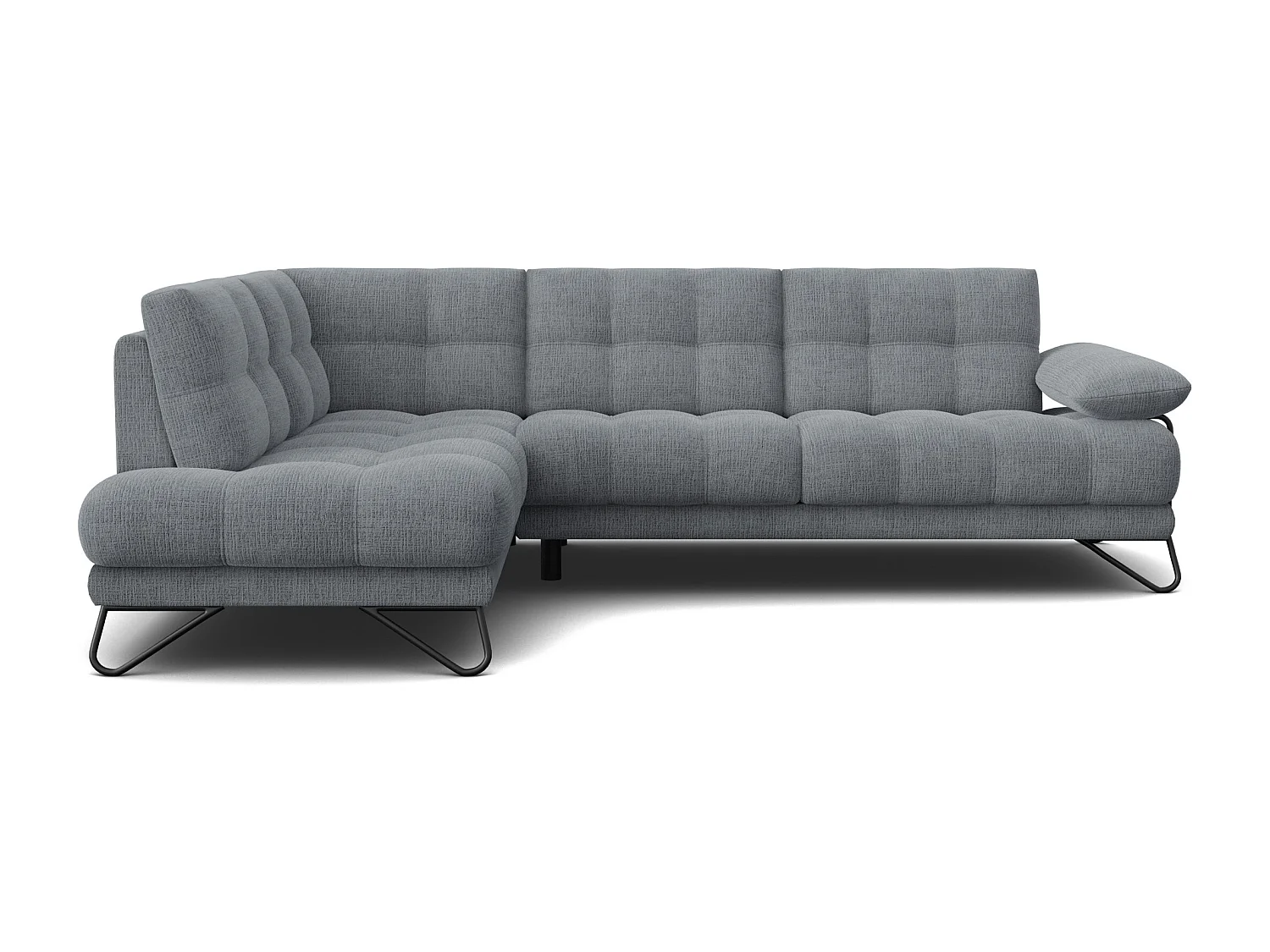 CANAPÉ D'ANGLE BUBBARA 5 places, tissu gris foncé