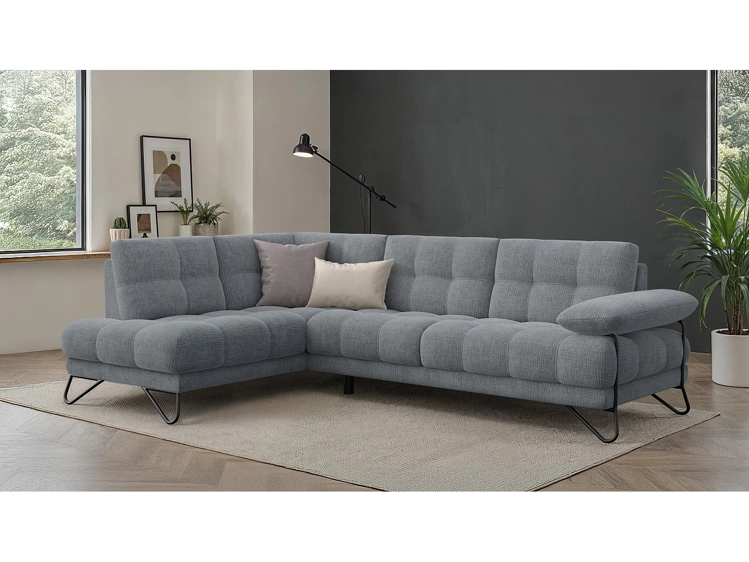 BUBBARA Ecksofa 5-Sitzer links, dunkelgrau