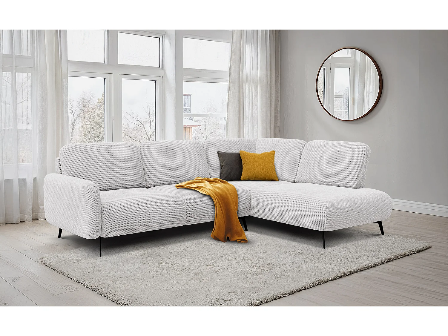 5-Sitzer-Ecksofa rechts FEBE, creme