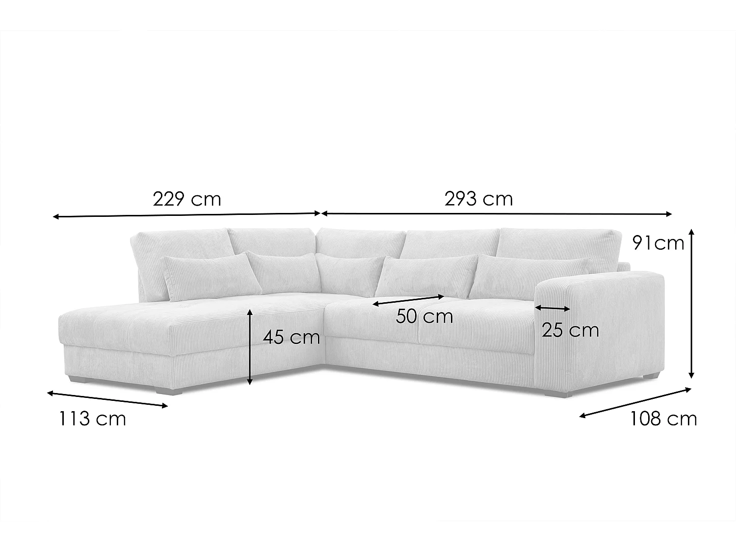 CANAPE D'ANGLE OLI 4 places, gris foncé