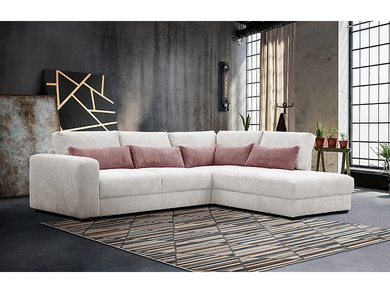 CANAPE D'ANGLE OLI 4 places, blanc perle