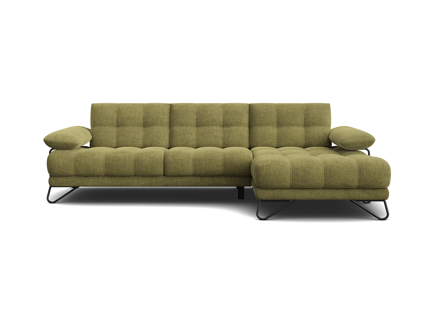 CANAPÉ D'ANGLE BUBBARA 4 places, tissu vert olive