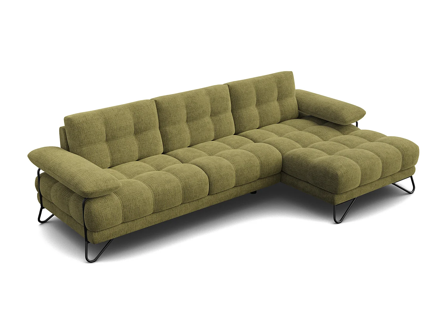 BUBBARA Ecksofa 4-Sitzer rechts, olivgrün