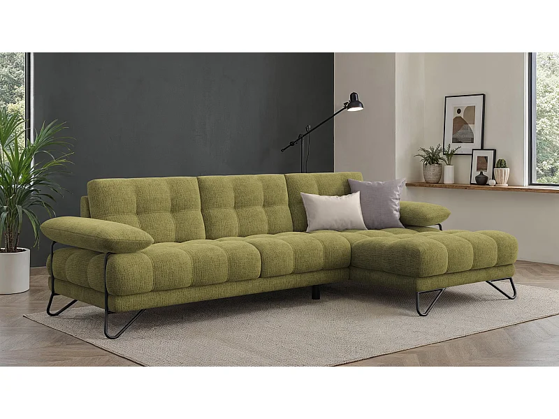 BUBBARA Ecksofa 4-Sitzer rechts, olivgrün