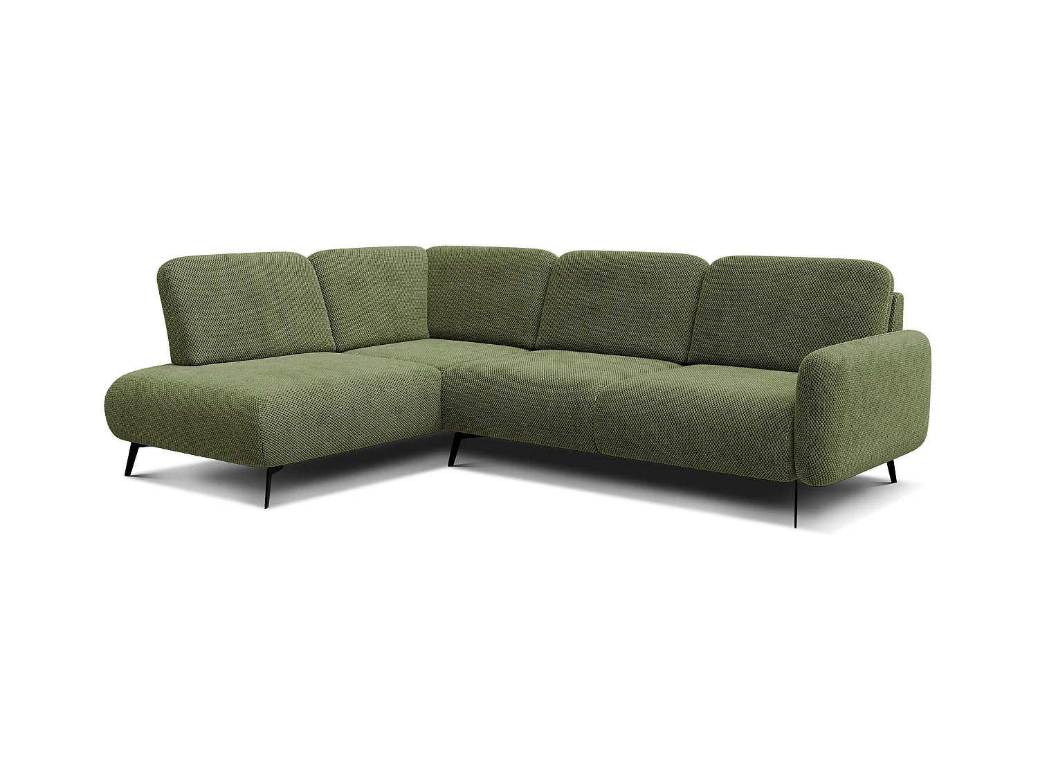 CANAPÉ D'ANGLE FEBE 5 places, tissu olive