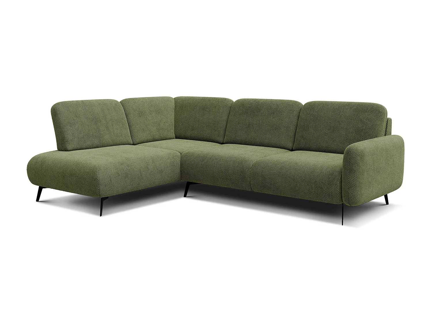 CANAPÉ D'ANGLE FEBE 5 places, tissu olive