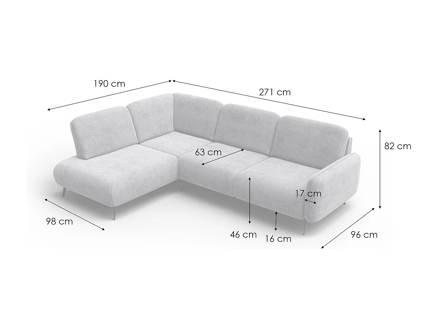 5-Sitzer-Ecksofa links FEBE, olivgrün