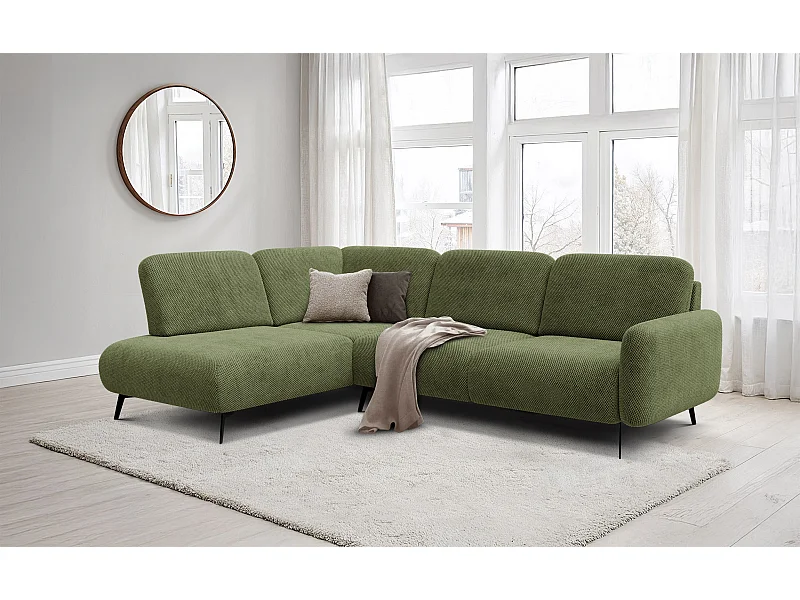 5-Sitzer-Ecksofa links FEBE, olivgrün