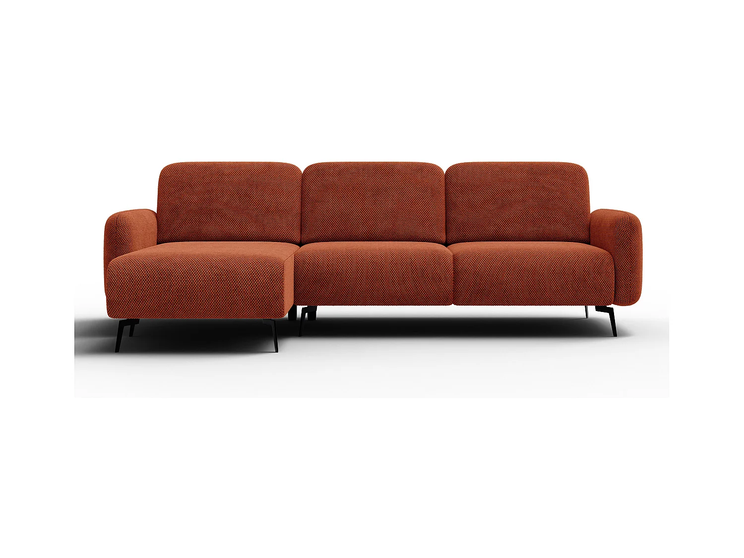 CANAPÉ D'ANGLE FEBE 4 places, tissu orange foncé