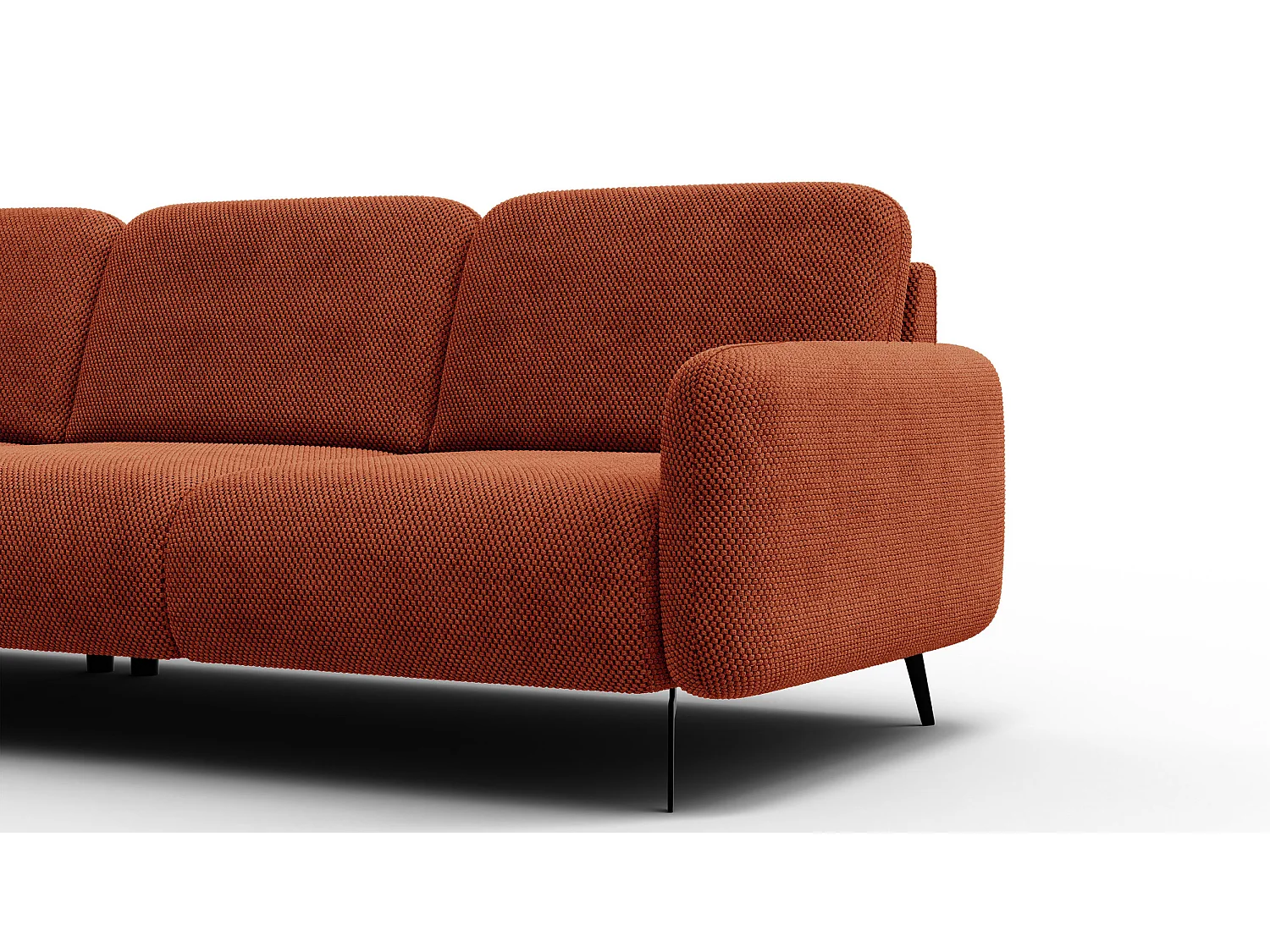 CANAPÉ D'ANGLE FEBE 4 places, tissu orange foncé