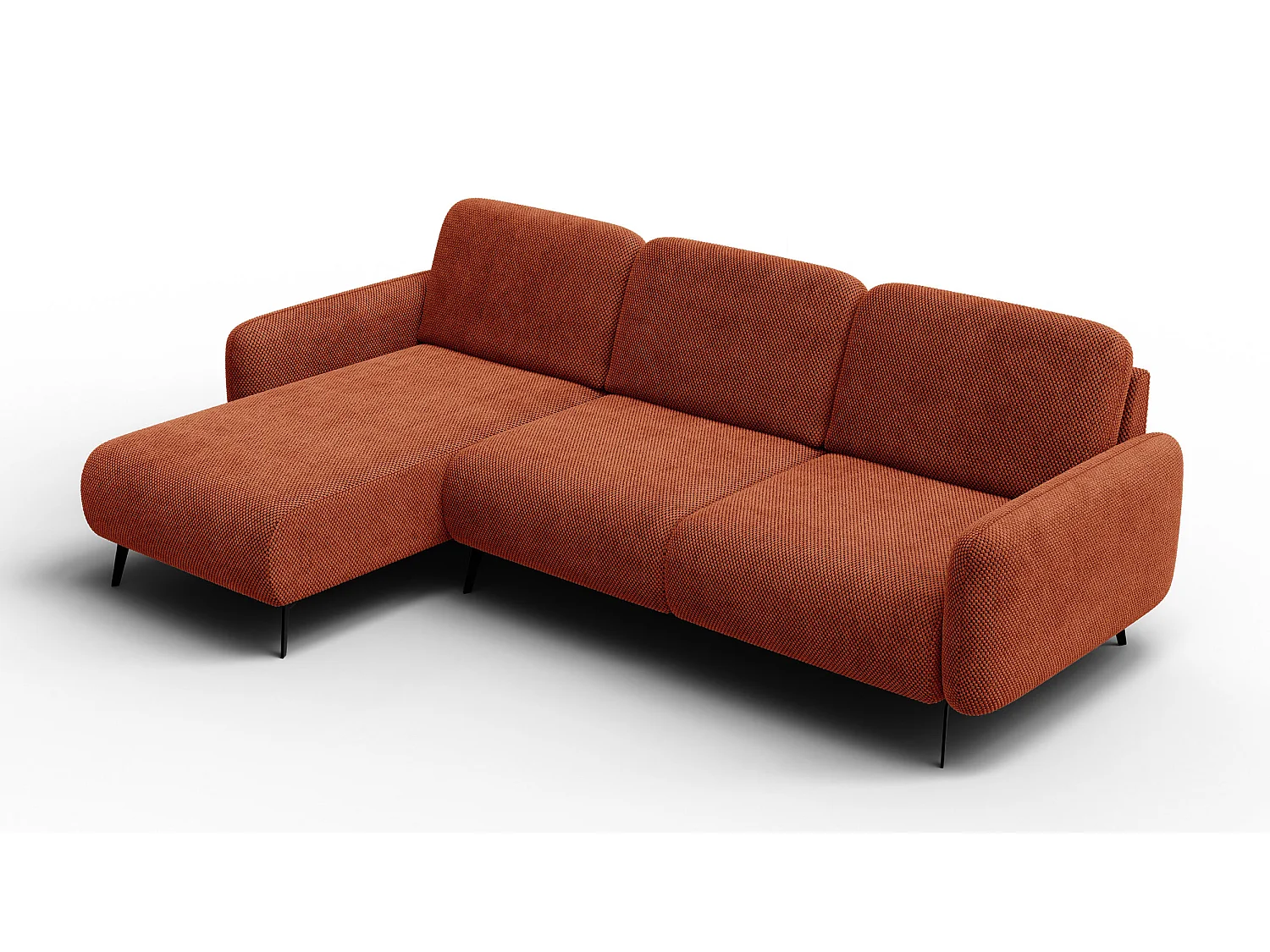 CANAPÉ D'ANGLE FEBE 4 places, tissu orange foncé