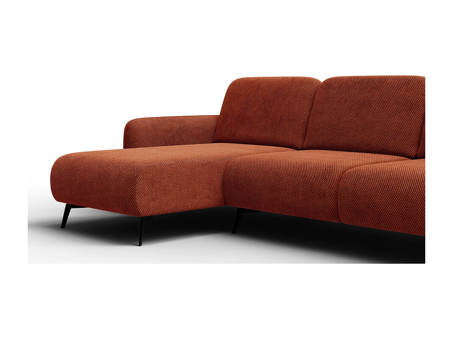 CANAPÉ D'ANGLE FEBE 4 places, tissu orange foncé