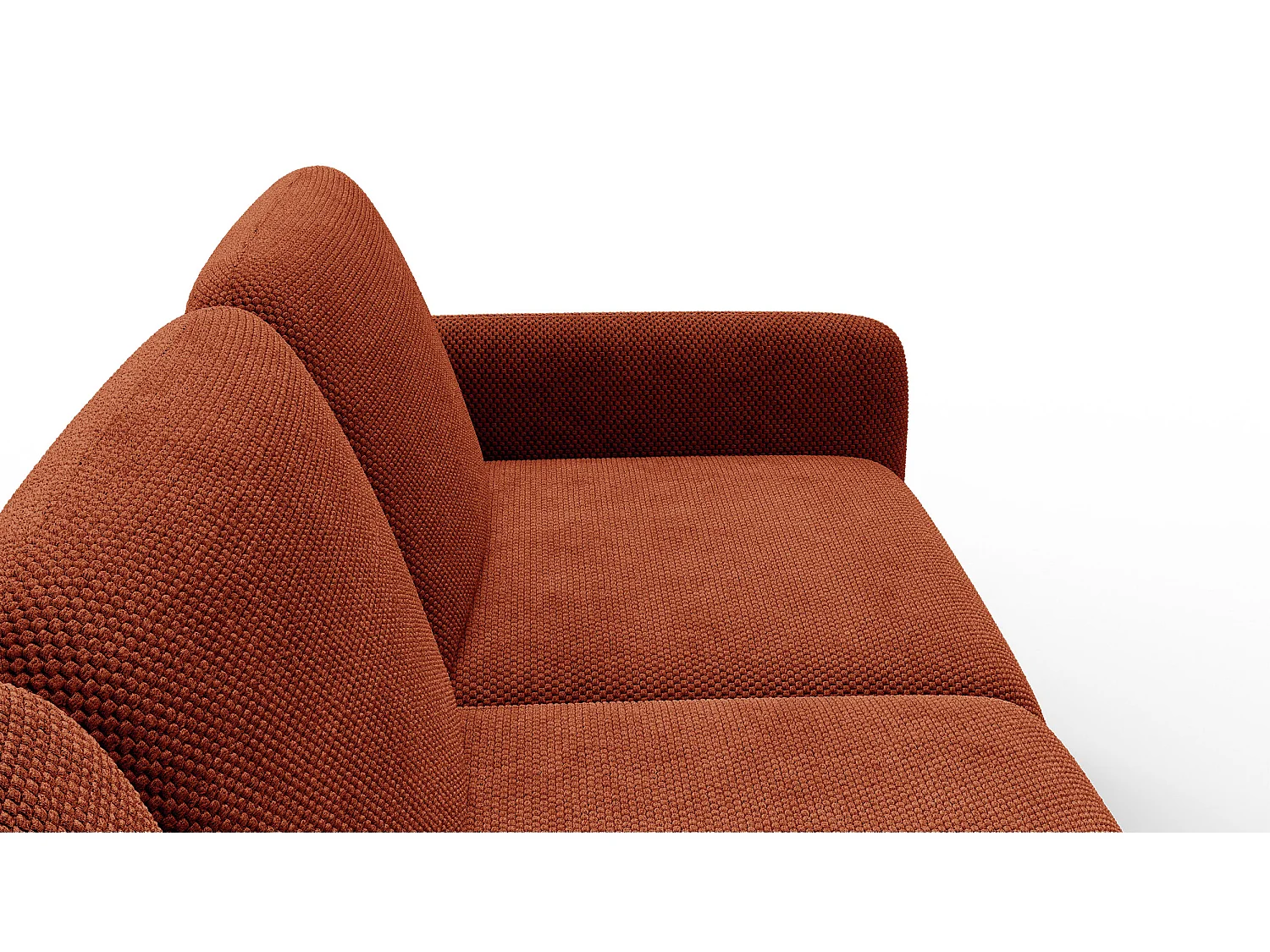 CANAPÉ D'ANGLE FEBE 4 places, tissu orange foncé