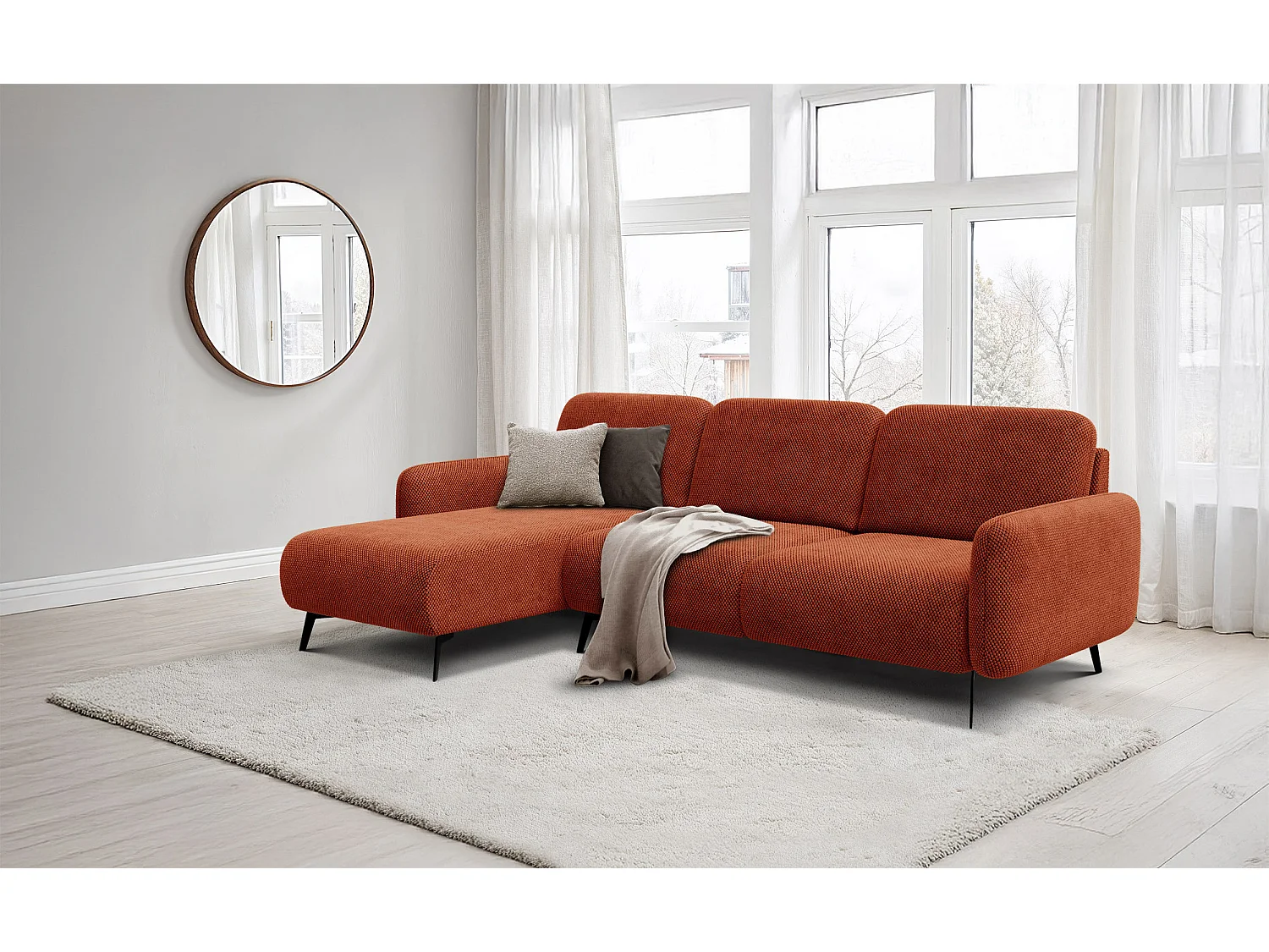 Ecksofa 4-Sitzer links FEBE, dunkelorange