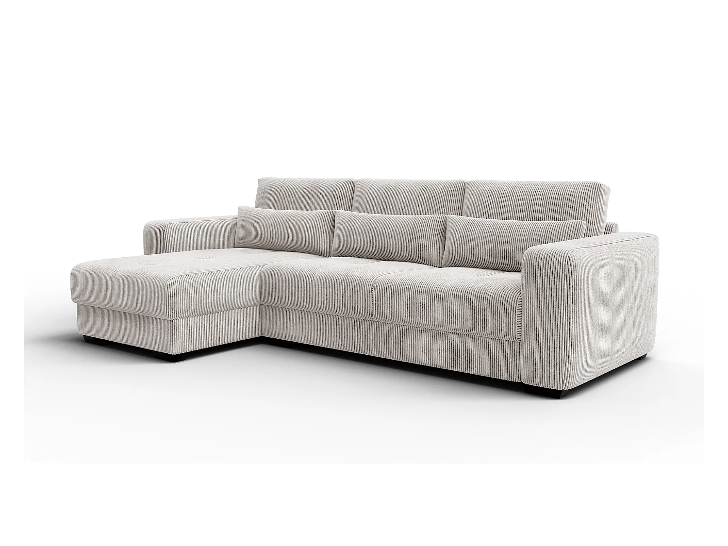 CANAPÉ D'ANGLE OLI 4 places, tissu blanc perle