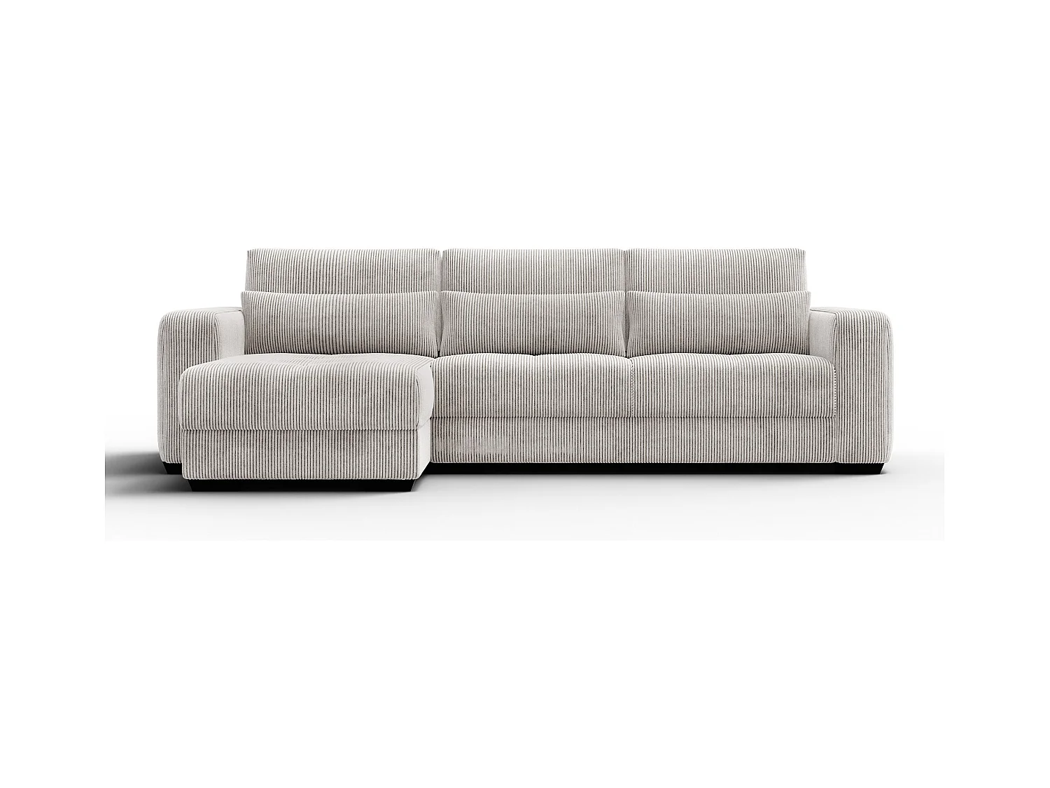 CANAPÉ D'ANGLE OLI 4 places, tissu blanc perle