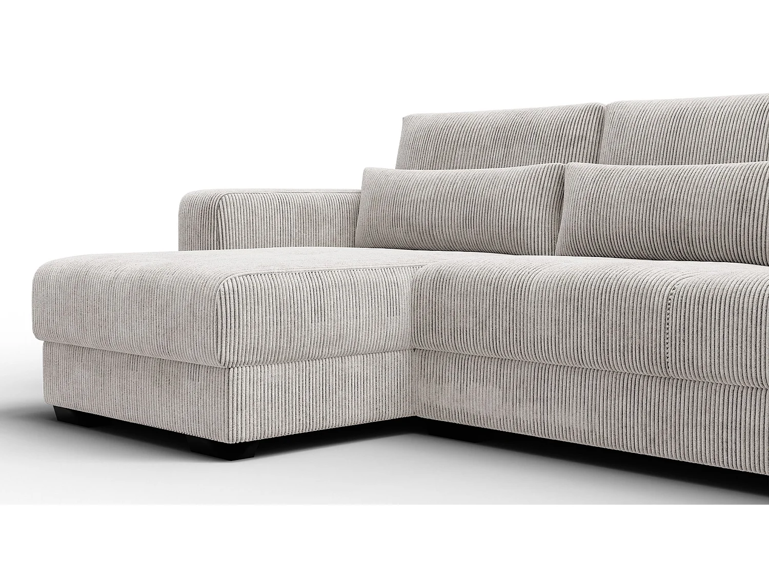 CANAPÉ D'ANGLE OLI 4 places, tissu blanc perle