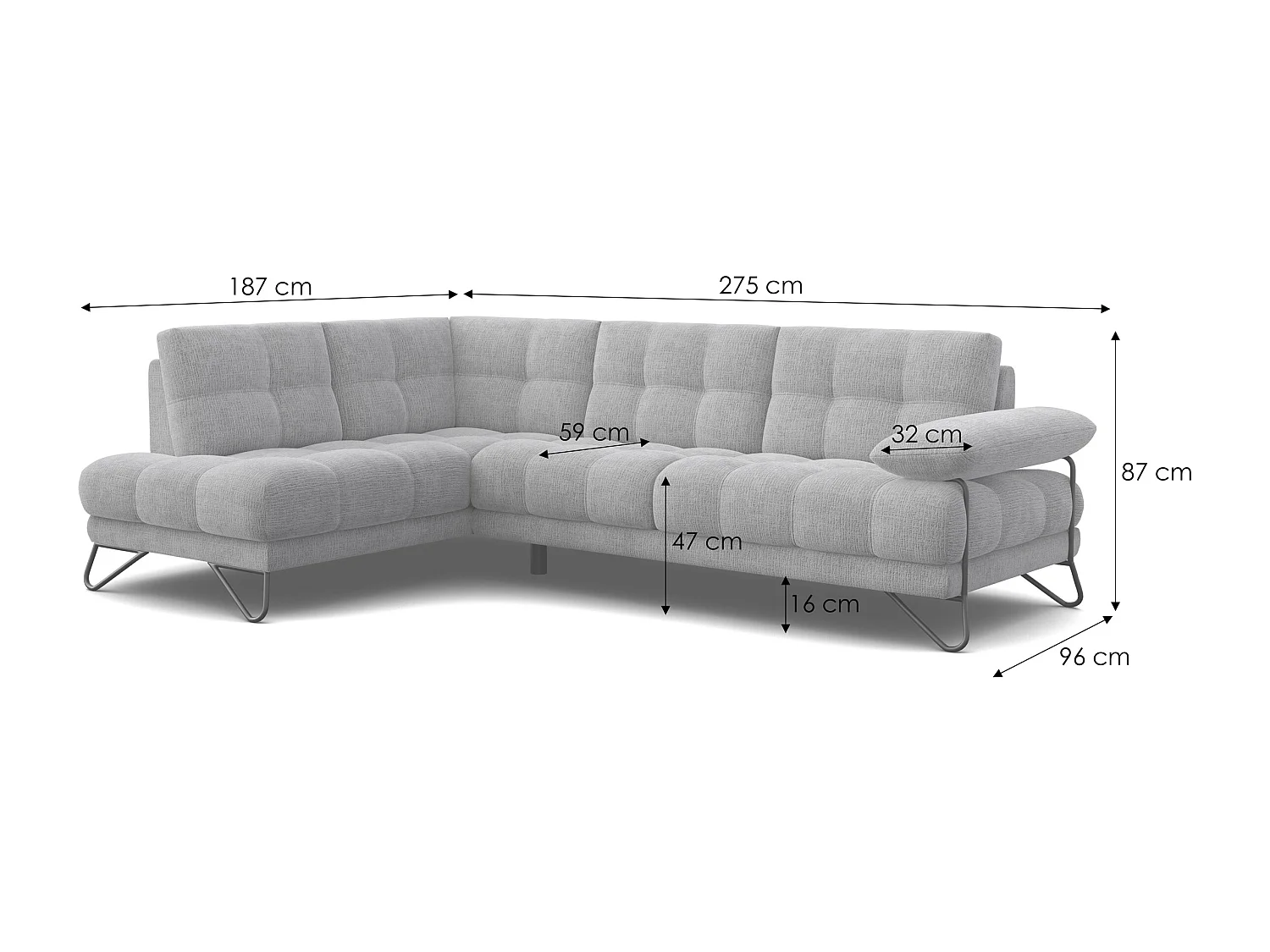 BUBBARA Ecksofa 5-Sitzer links, creme
