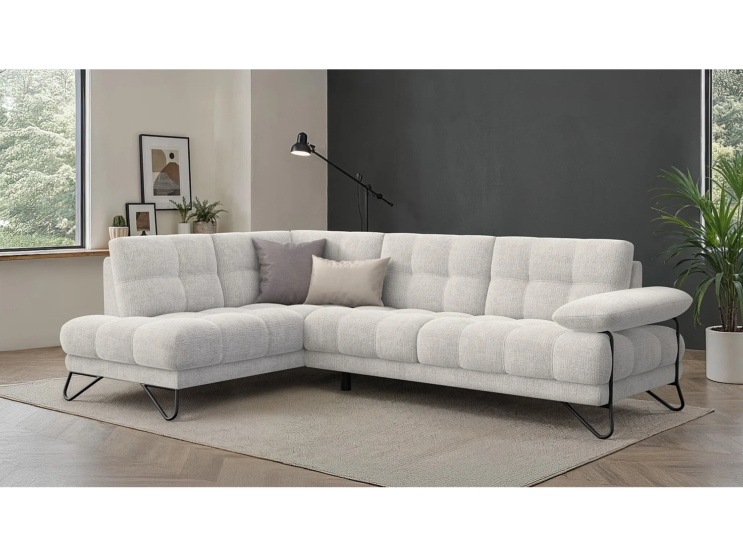 BUBBARA Ecksofa 5-Sitzer links, creme