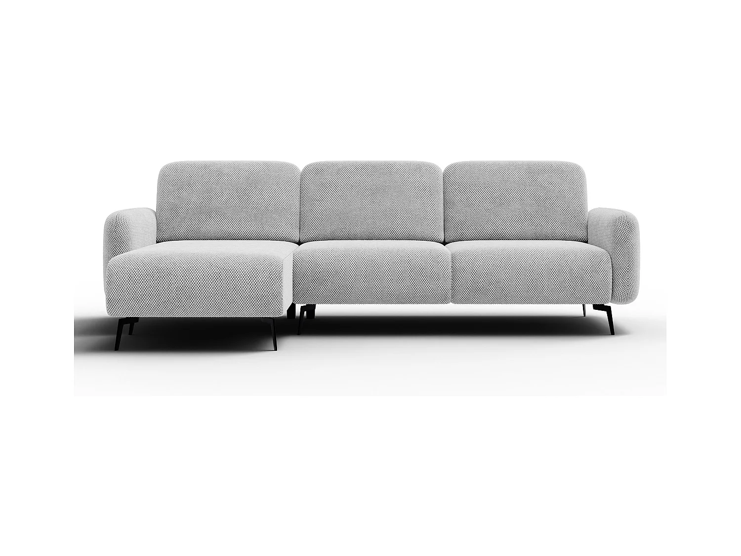 CANAPÉ D'ANGLE FEBE 4 places, tissu gris clair