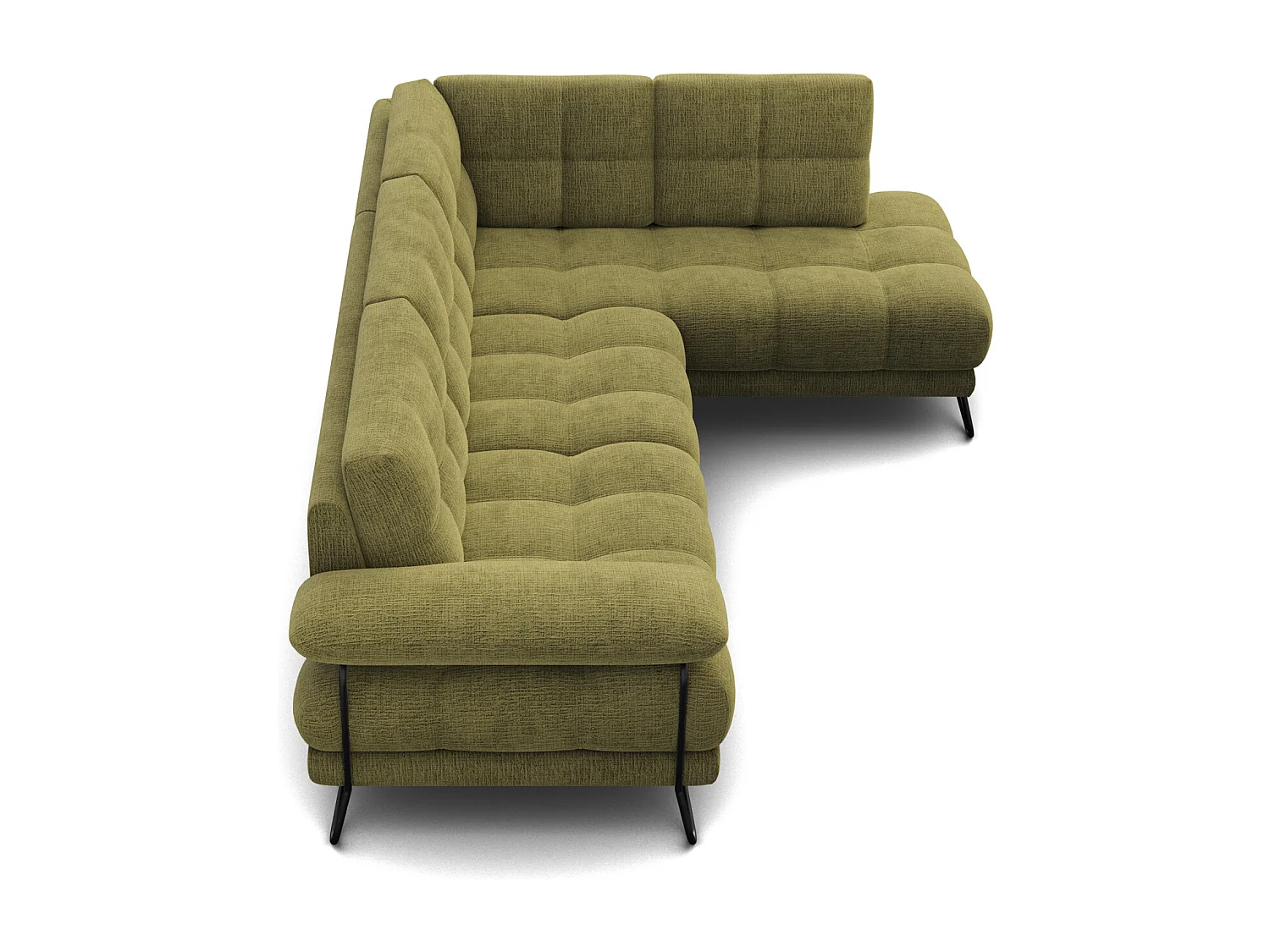 CANAPÉ D'ANGLE BUBBARA 5 places, tissu vert olive