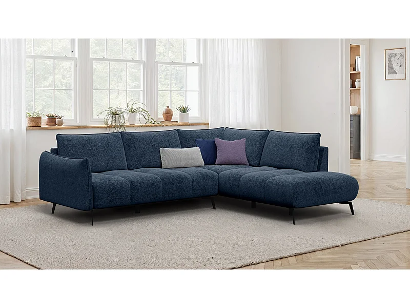 CANAPE D'ANGLE AERA 5 places, bleu marine