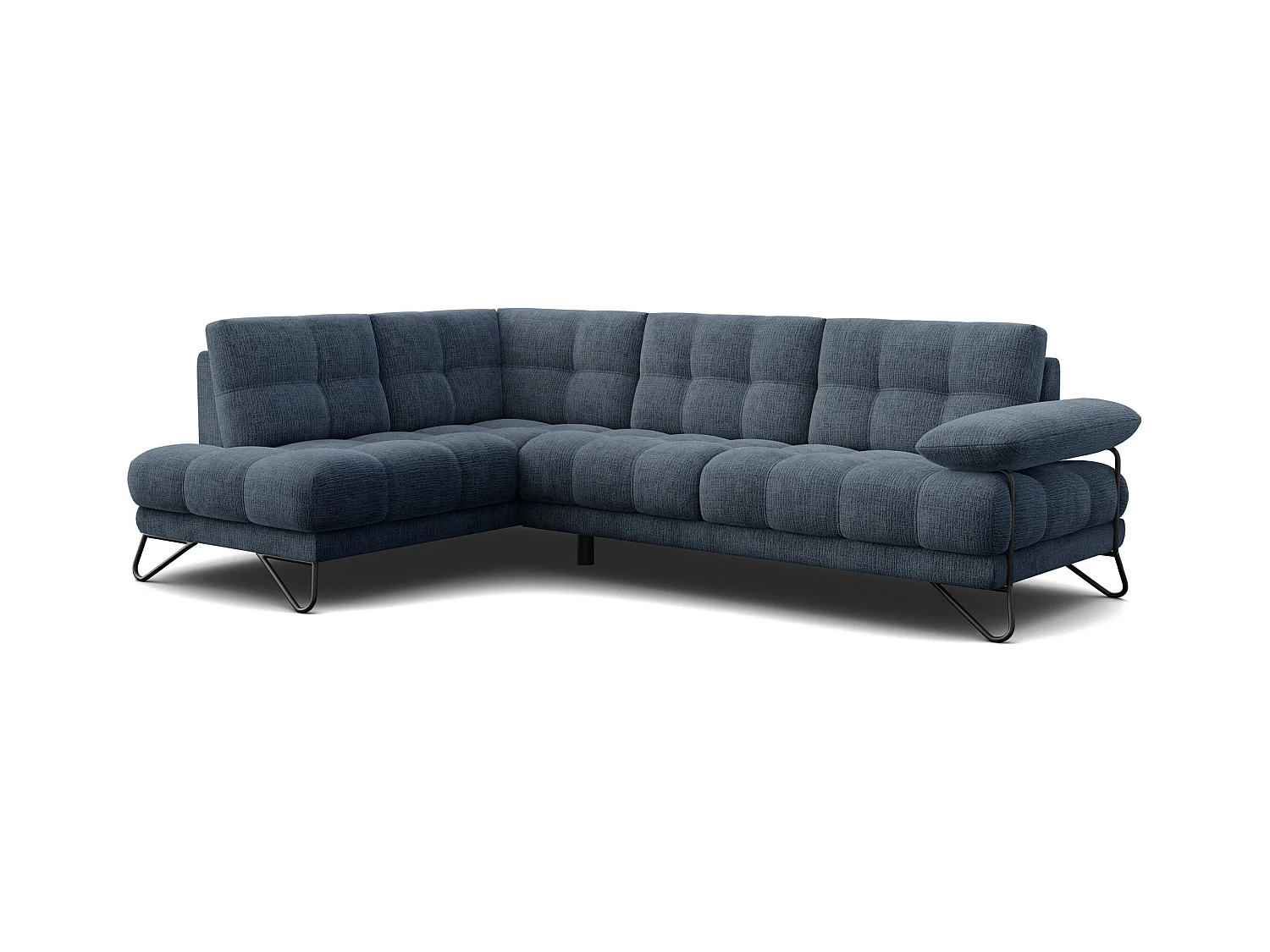 CANAPÉ D'ANGLE BUBBARA 5 places, tissu marine