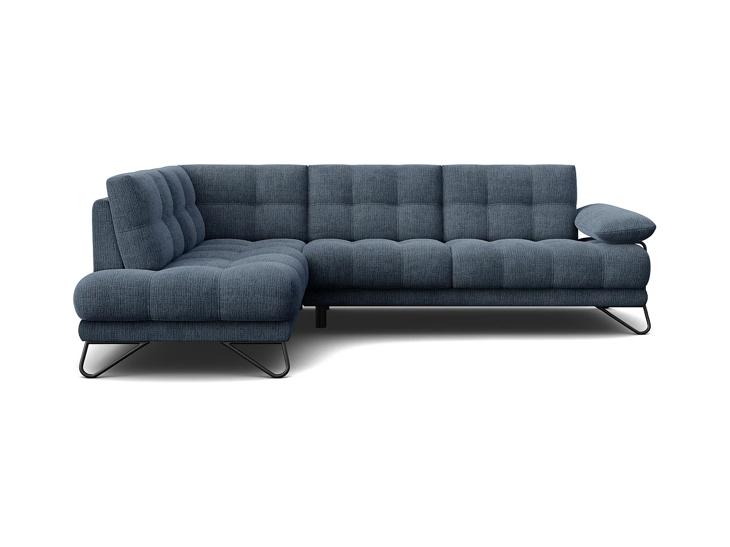 CANAPÉ D'ANGLE BUBBARA 5 places, tissu marine