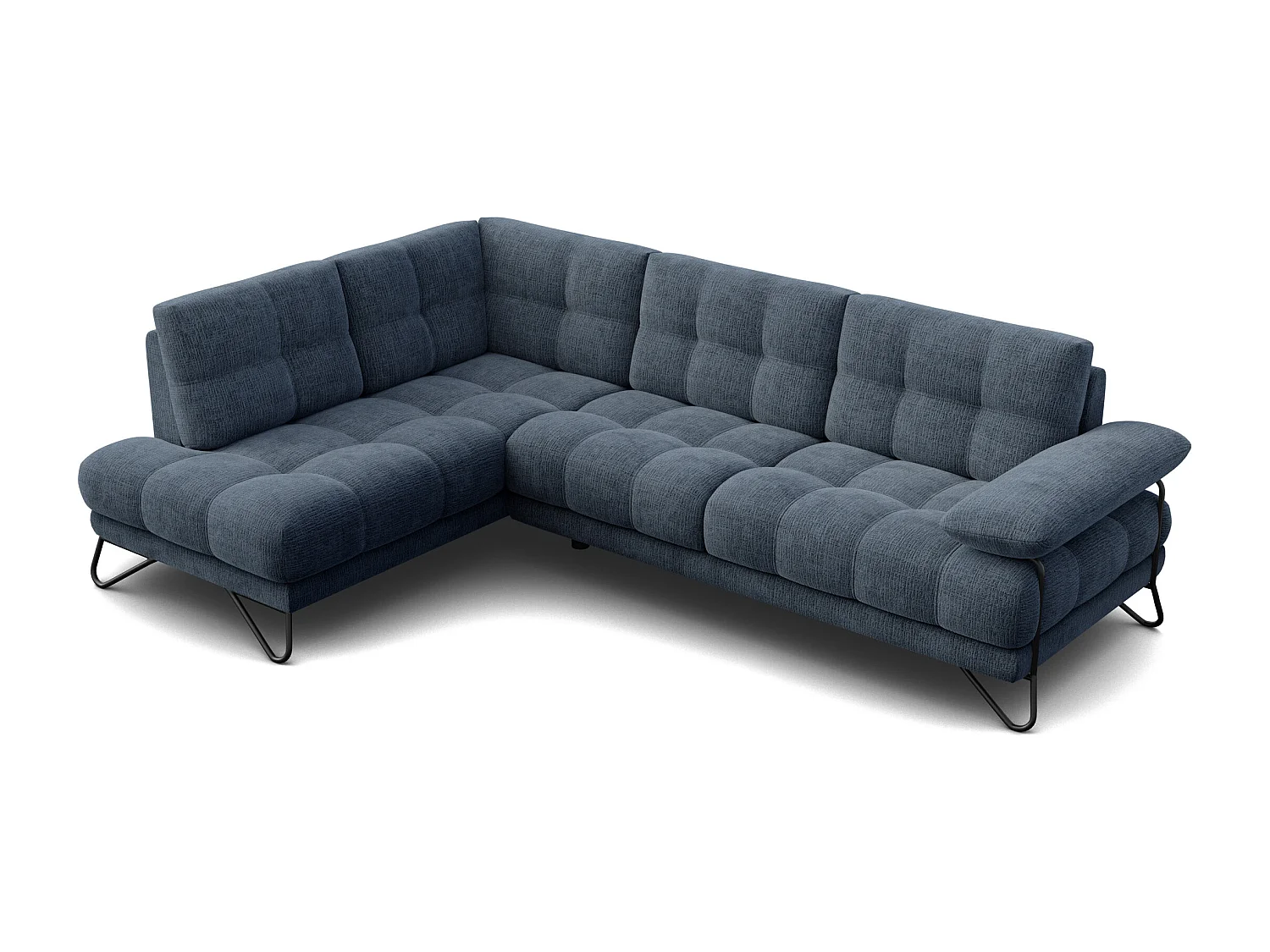 BUBBARA Ecksofa 5-Sitzer links, marineblau