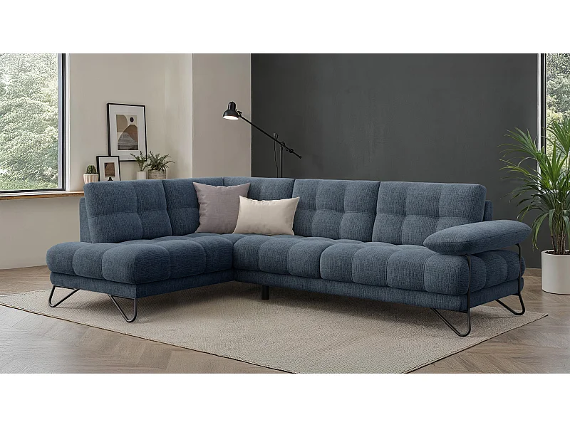 BUBBARA Ecksofa 5-Sitzer links, marineblau