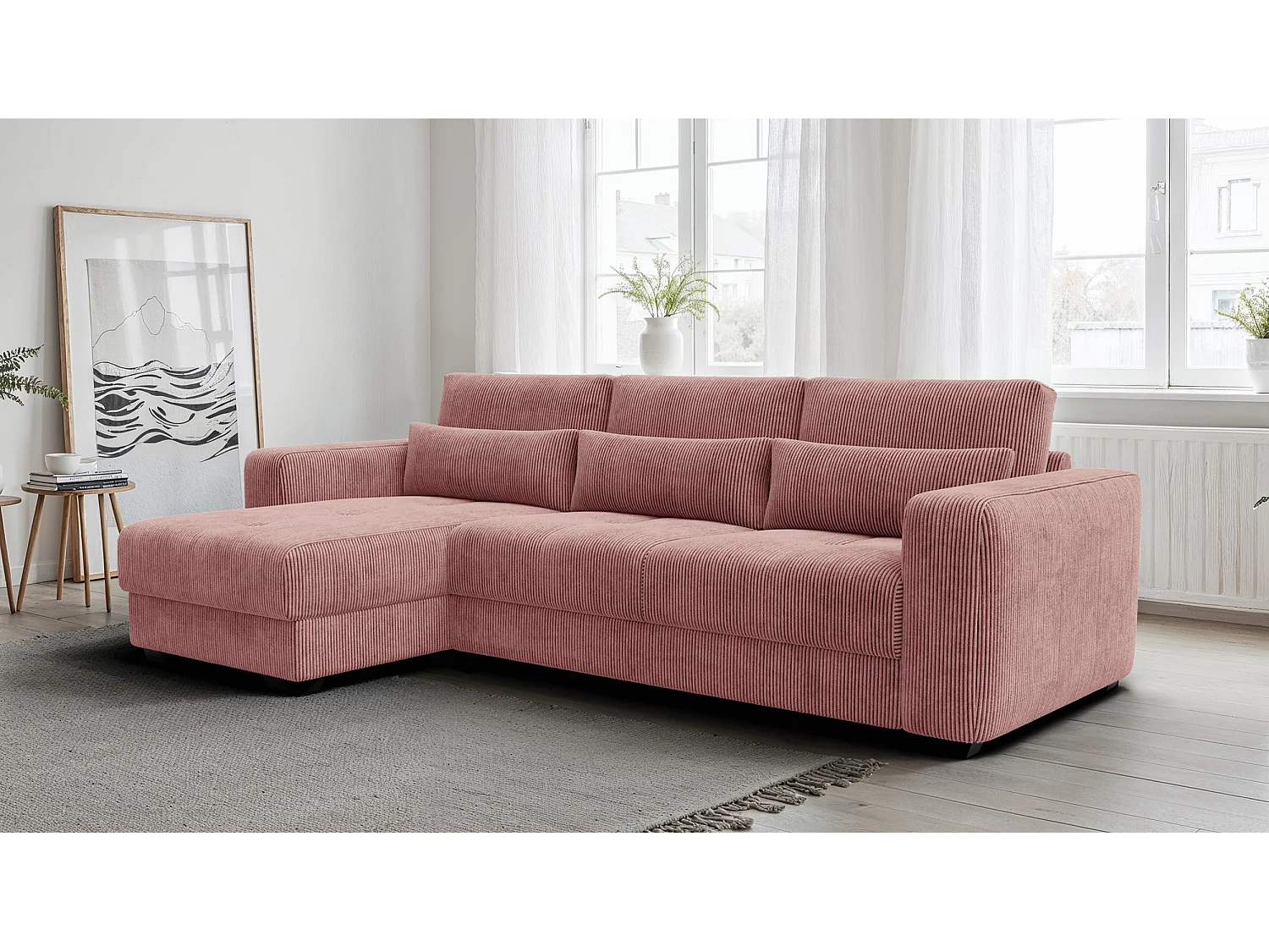 Ecksofa 4-Sitzer links OLI, altrosa