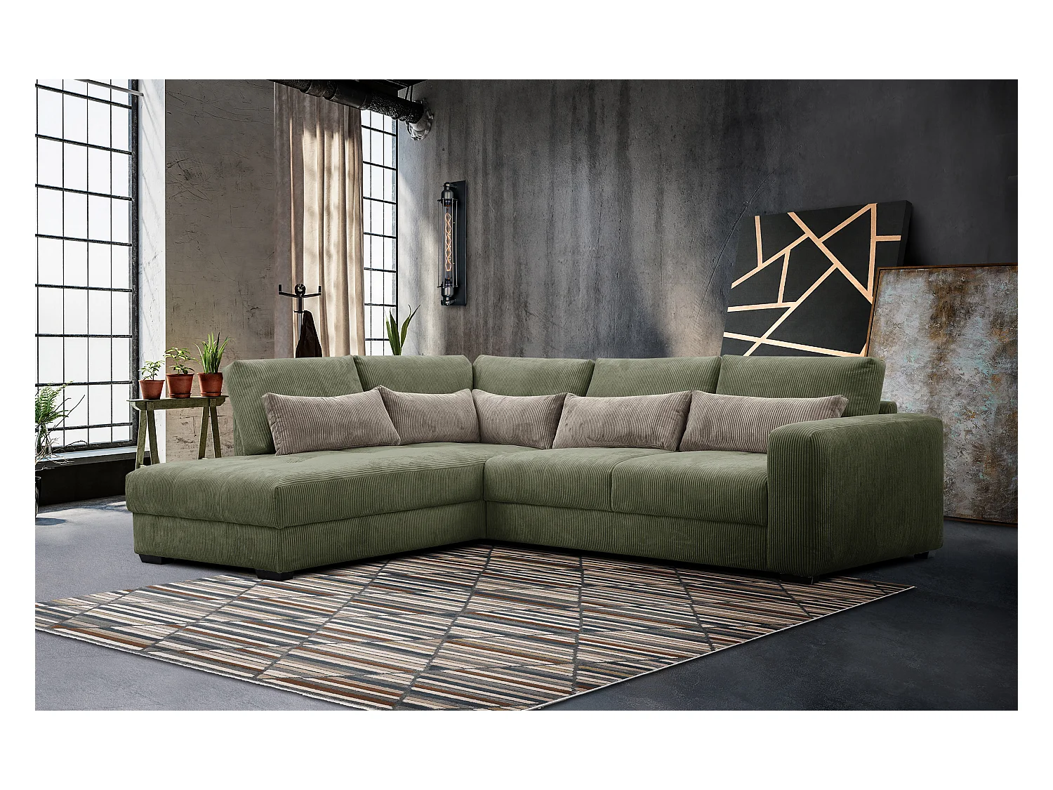 CANAPE D'ANGLE OLI 4 places, olive