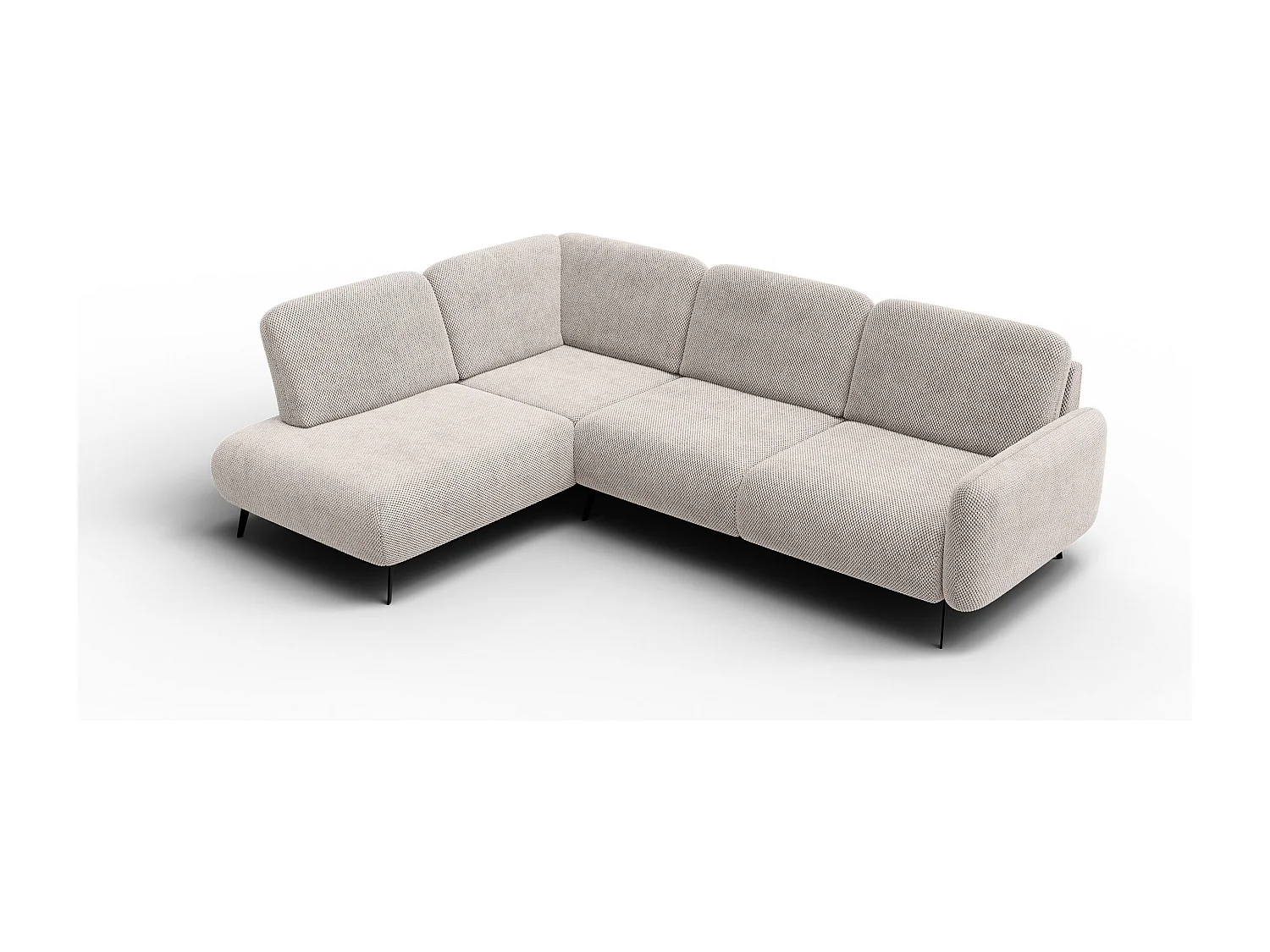 CANAPÉ D'ANGLE FEBE 5 places, tissu beige